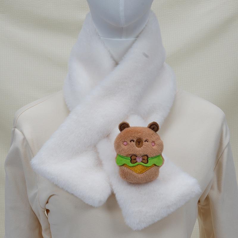 Children's Cartoon Panda Plush Scarf - Warm, Windproof Neck Gaiter for Autumn/Winter Boys & Girls.