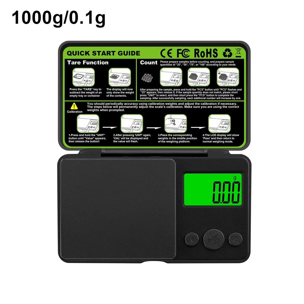 

1 шт. Ювелирные изделия Золото Вес в граммах Мини Карманные весы 0,01 г Кухонные весы Инструмент для взвешивания 1000g/0.1g