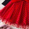 Girls Fashion Cute Long Sleeve Flying Sleeve Dot Mesh Princess Dresses Dresses