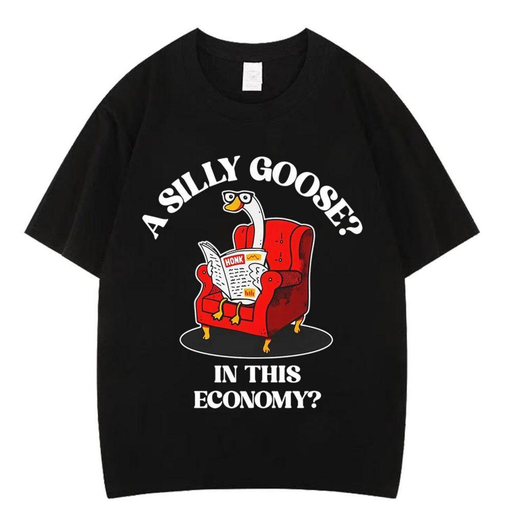 Un'oca sciocca in questa economia Magliette Meme Divertenti Uomo Donna Harajuku T-shirt Estiva Manica Corta 100% Cotone Ampie Magliette Casual