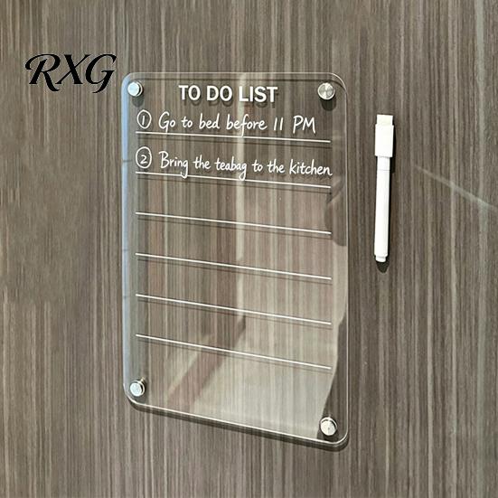 Magnetic Fridge Shopping List 12''x8'' Acrylic Planning Board, Clear Weekly Meal Planner, Refrigerator Calendar Dry Erase Noteboard with Marker