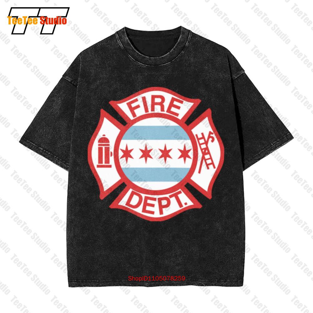 Chicago Fire Department W Chicago Flag Vintage Oversized TShirt TR S