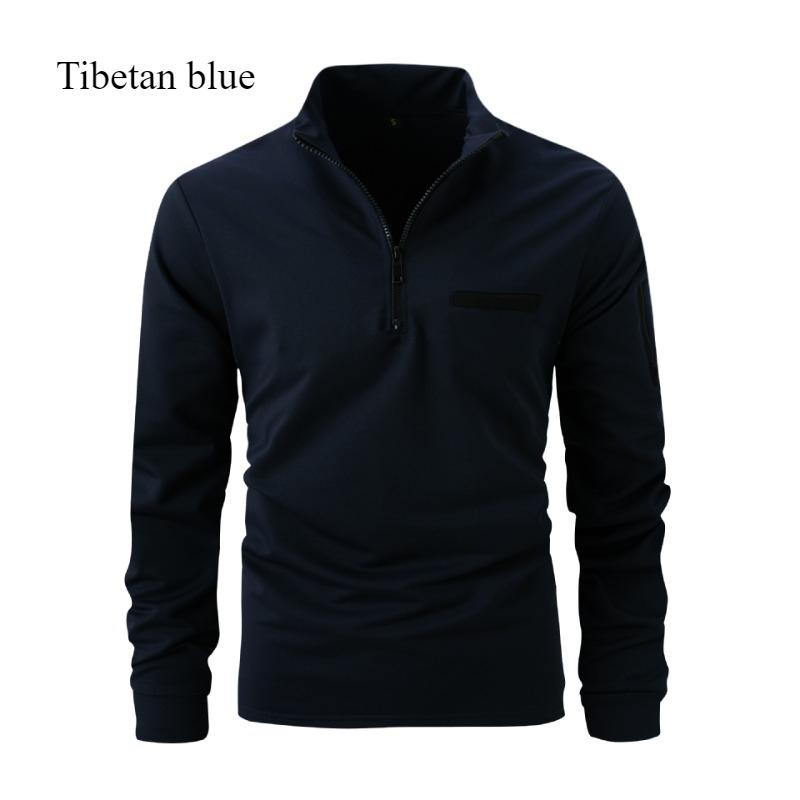 

Men s Casual Polo Shirt with Arm Zipper Men s Long Sleeved Sports Solid Color Polo Shirt S темно-синього кольору
