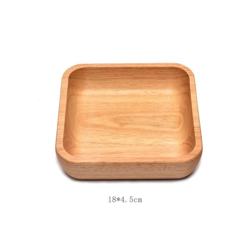 Square Wooden Fruit Salad Bowl Plate Dried Fruit Cake Snack Plates Retro  Tableware Simple Tea Tray Dessert Snack Plate