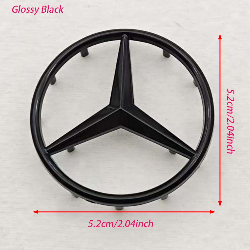 

52mm 58mm ABS Chrome Black Star Logo Mercedes Steering Wheel Logo Sticker Mercedes Benz C E S Class W204 Emblem Accessories
