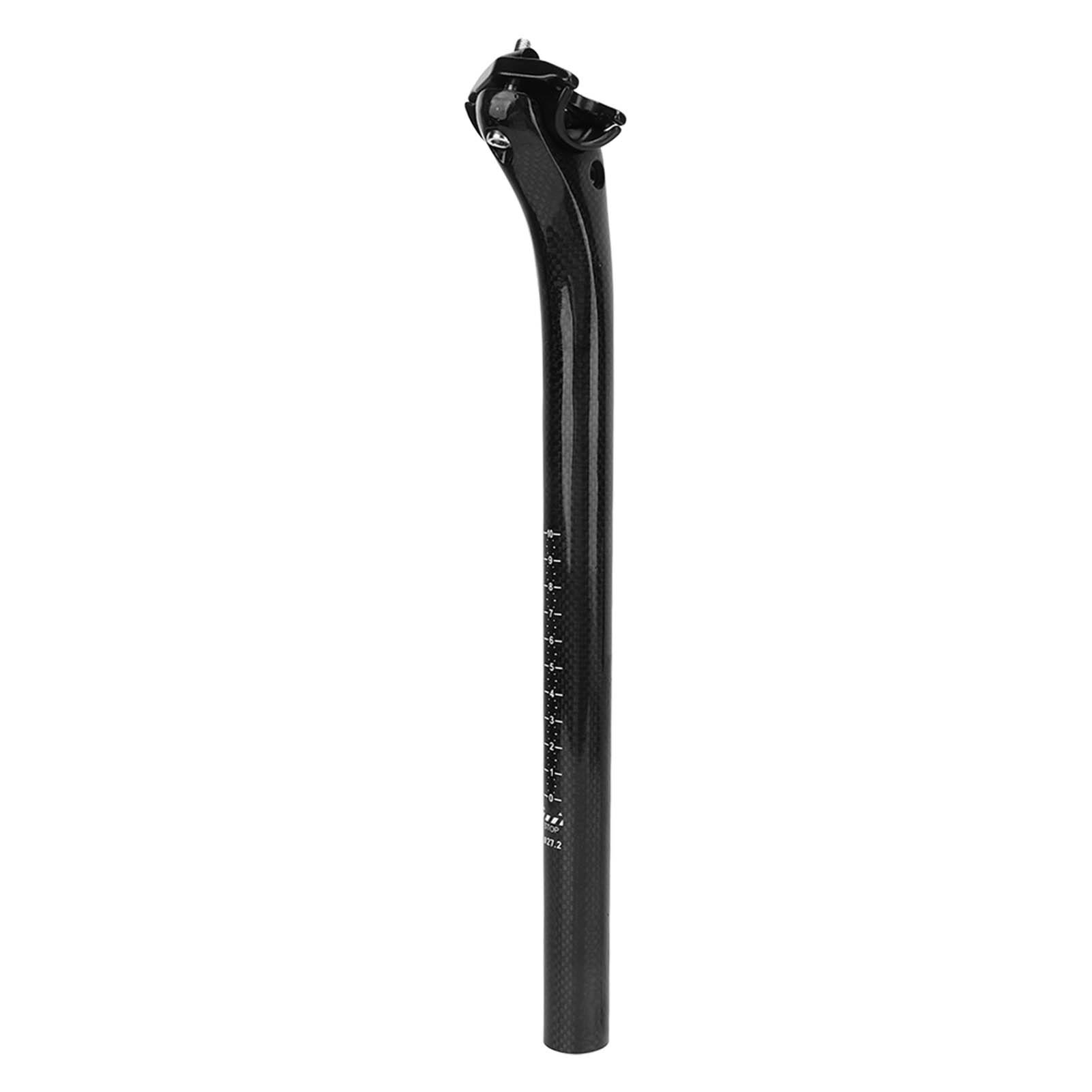 

Seatpost Tube Professional Aluminum Head Double Nail Carbon Fiber 3K Pattern Glossy Black Bike Seatpost 27.2x350mm