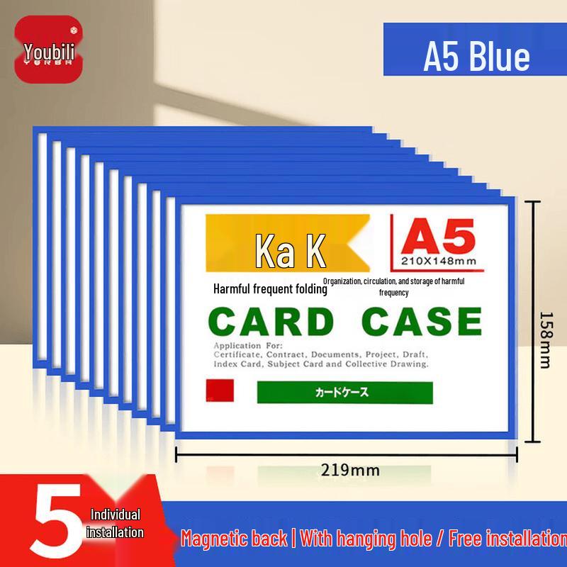 YouBili A5 Magnetic PVC Card Holder Display Tags (5-Pack)