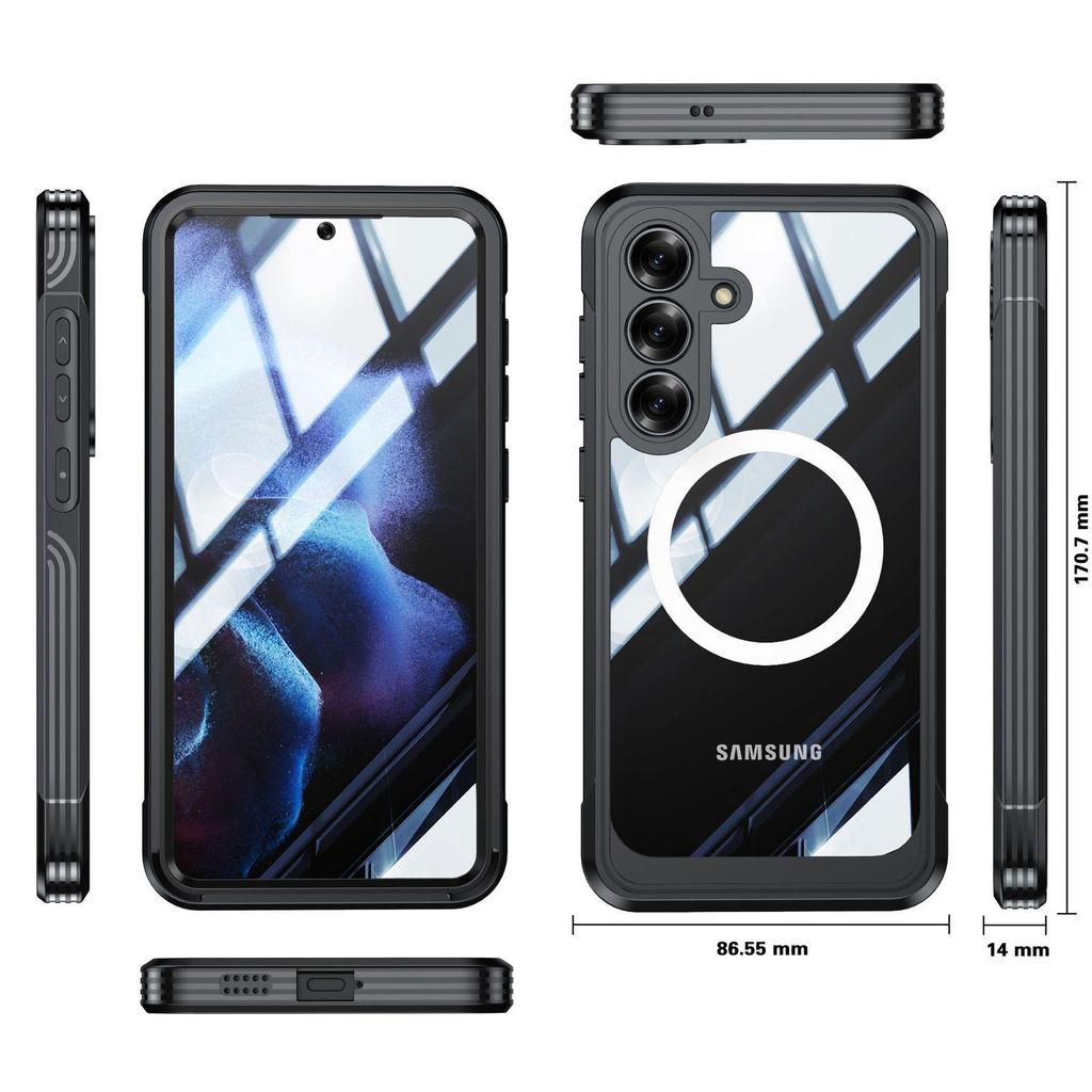 Samsung S25 FE Hülle: Neuer Anti-Drop Transparenter Magnetischer Saugnapf mit Displayschutz aus gehärtetem Glas