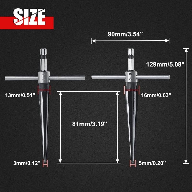 Woodwork Taper Reamer 3-13/5-16mm T-Handle Hand Held Tapered Reamers Wooden Board Electric Drill Deburring Hexagonal Handle Tool
