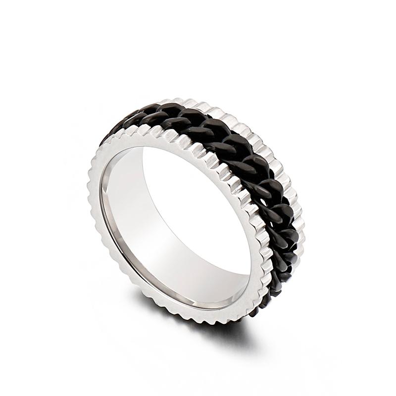 Punk Cuban Chain Rings for Men Stainless Steel Biker Finger Ring Hip Hop Jewelry Male Charms Gift Turnable Anillos