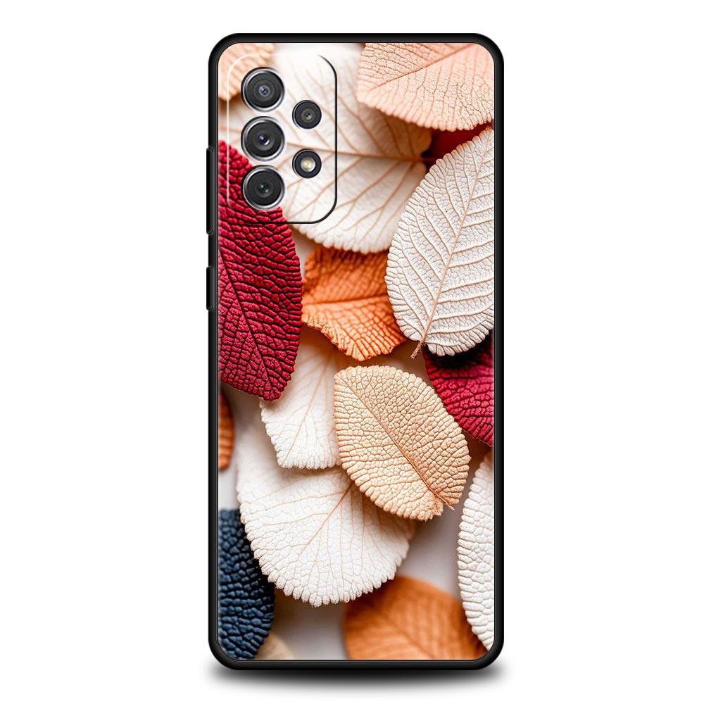 Cartoon Leaf Phone Case for Samsung Galaxy A55 A35 A15 A14 A13 A25 A54 A51 A71 A72 A73 A32 A52 A41 5G Soft TPU Shell Fundas Bags