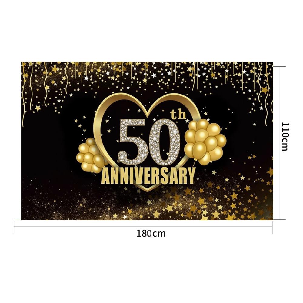 50th Anniversary Wedding Anniversary Decoration Black Gold 50th Anniversary Banner Backdrop Happy 50th Anniversary Party Decor