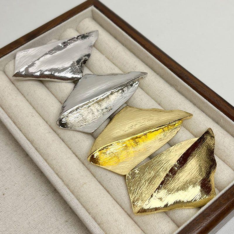 Retro Concave-Convex Metal Diamond Texture Unique Earrings