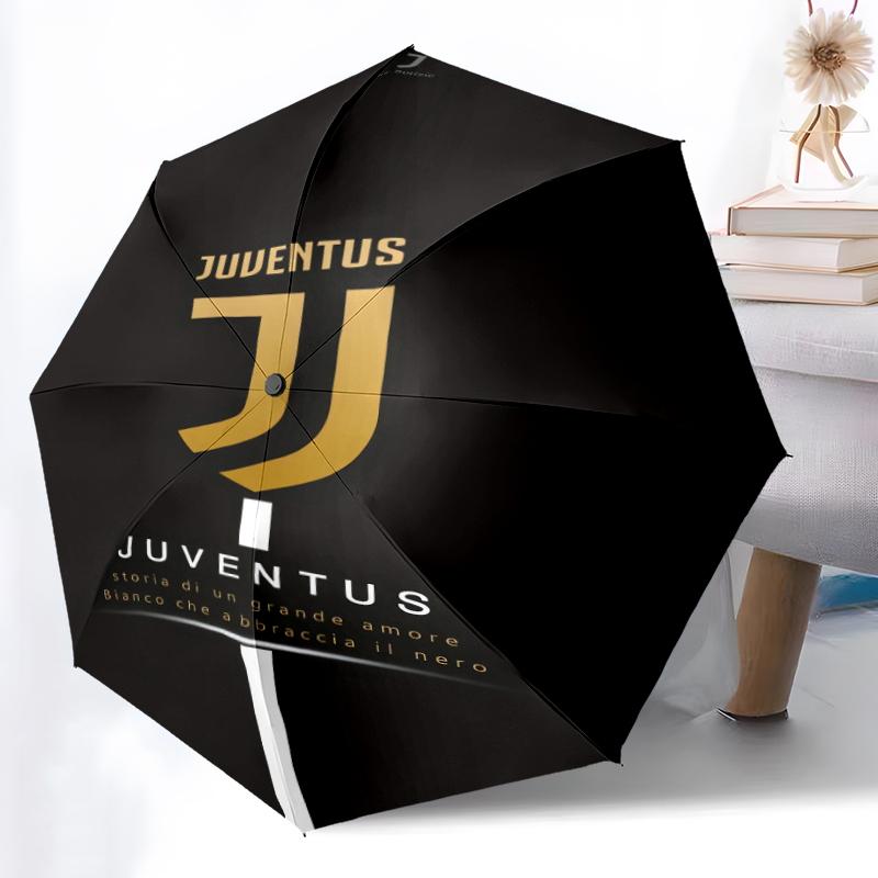 1pz Robusto Ombrello Automatico a 8 Stecche, Ombrello del Juventus Football Club, Stampato Digitalmente, Ombrello Pieghevole per Uso Esterno in Movimento