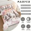 3Pcs Modern Fashion Bedding Set (1*Quilt Cover + 2*Pillowcase Without Core) Pink Floral Running Horse 3D Print Bedding Set