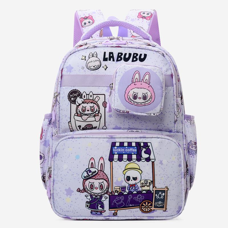LABUBU Školní taška Školní batoh Lehký Snížení zátěže Ochrana zad a Velkokapacitní Dětský školní batoh pro 1.-6. třídu