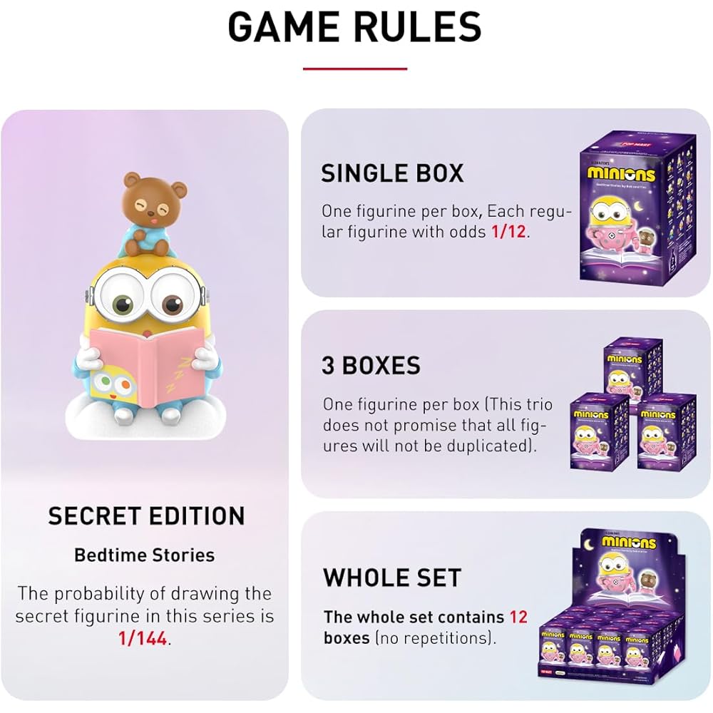 POP MART Minions Bedtime Stories Bob and Tim Figure PVC Blind Box Toy Original Character Collectible 1 Piece