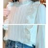 Vintage Long Sleeve Ruffled Collar Lace Blouse Women Autumn Fashion Casual White Shirt Female Korean Loose Elegant Tops 29756