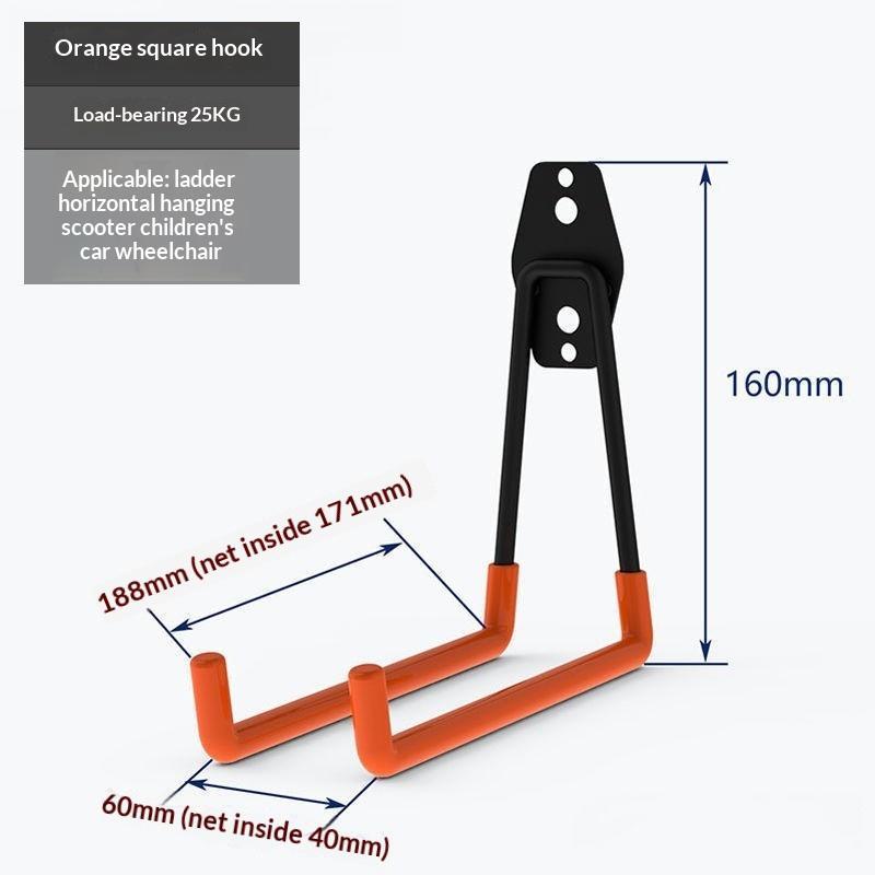 Heavy Duty Wall Mount Metal Hook Garage Organizer Bicycle Ladder Hanger Anti Slip Storage Hook For Garden Tools Home Workshop