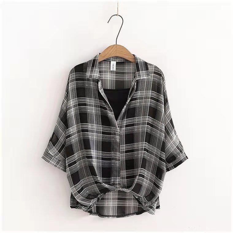 WTEMPO 2-Piece Women Letter Print Sheer Sun Protection Shirt Camisole Set Lapel Half Sleeve Loose Thin Summer Casual See Through Outerwear Blouse