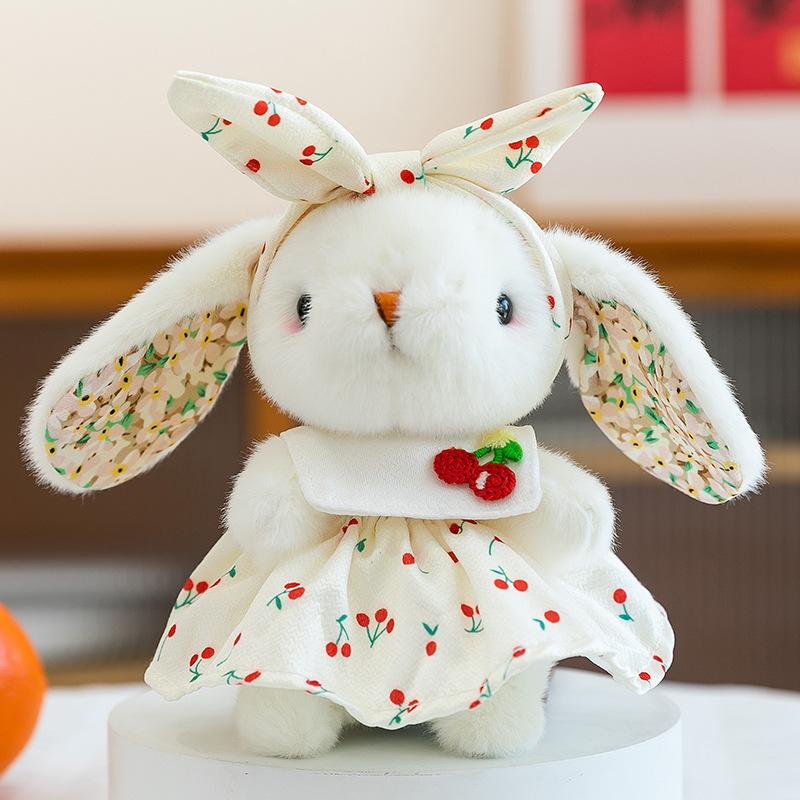 

super cute cherry layla rabbit plush toy sunflower rabbit backpack pendant cake doll birthday gift for girls 15cm【0.1kg】