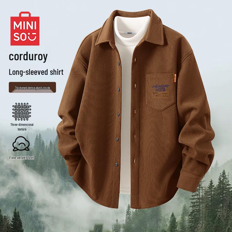 

MINISO Men s Winter Plus Velvet Corduroy Shirt 2XL