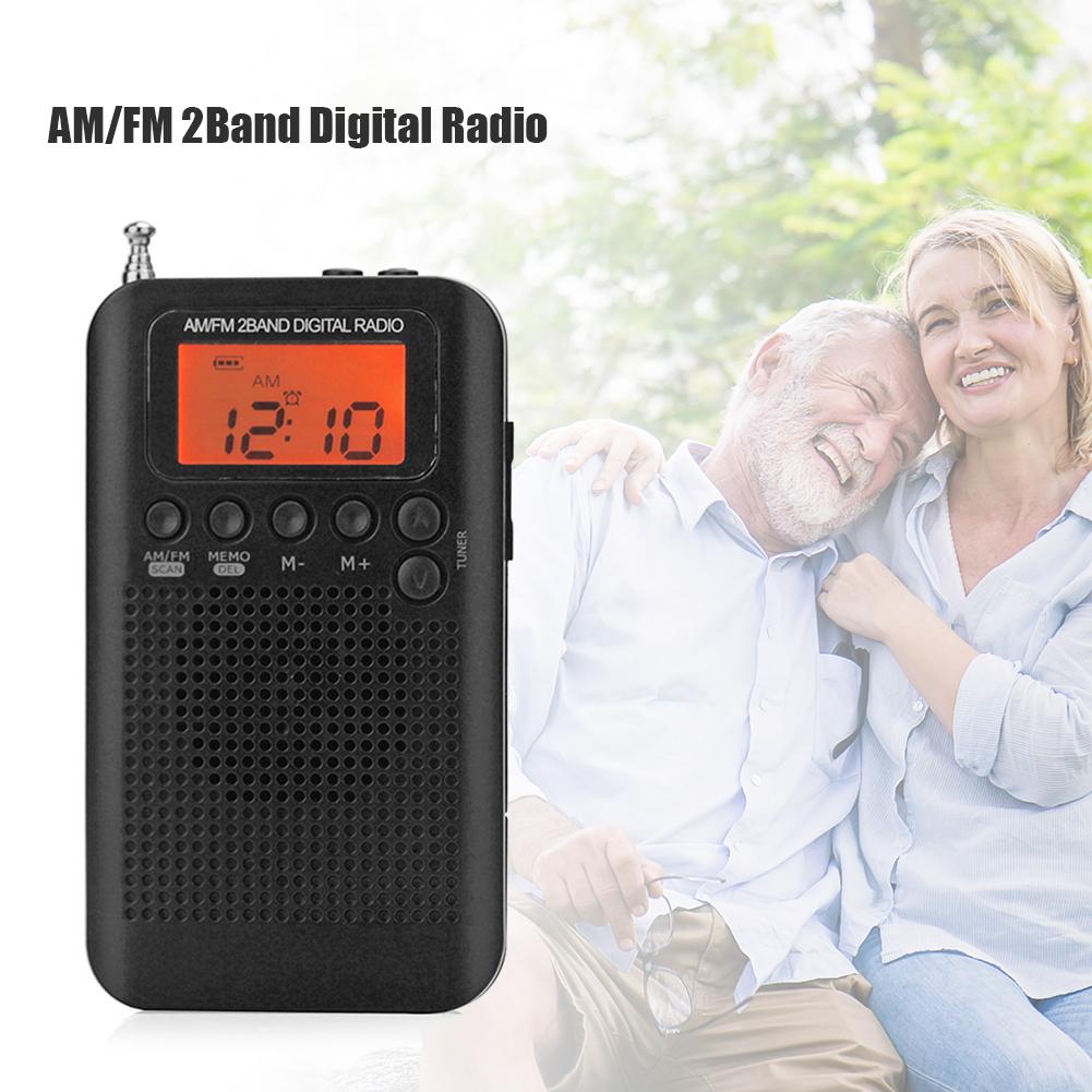 HRD-104 Digital Mini Pocket AM FM Radio with LCD Display 40mm Driver Speaker