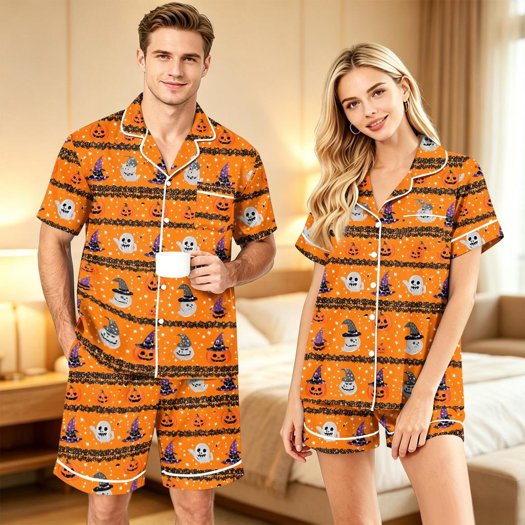 Couples Matching Halloween Pajama Set - Comfortable Sleepwear and Loungewear for Nighttime Relaxation