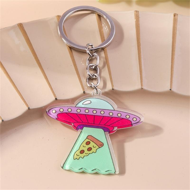 Creative Acrylic UFO Keychain Modern Key Ring Accessory Perfect Gift For Sci Fi Fans And Space Enthusiasts