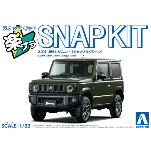 Aoshima Bunka Kyozai 1/32 Scale Rakupla Snap Kit No.09-JG Suzuki JB64 Jimny Jungle Green Pre-Colored Plastic Model Kit (Automobile)