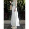 White Summer Skirt for Women, New Style for Plus-Size Girls, Pear-Shaped Body, High-Waisted, Loose Fit, Slimming, Drapey A-Line Long Skirt
