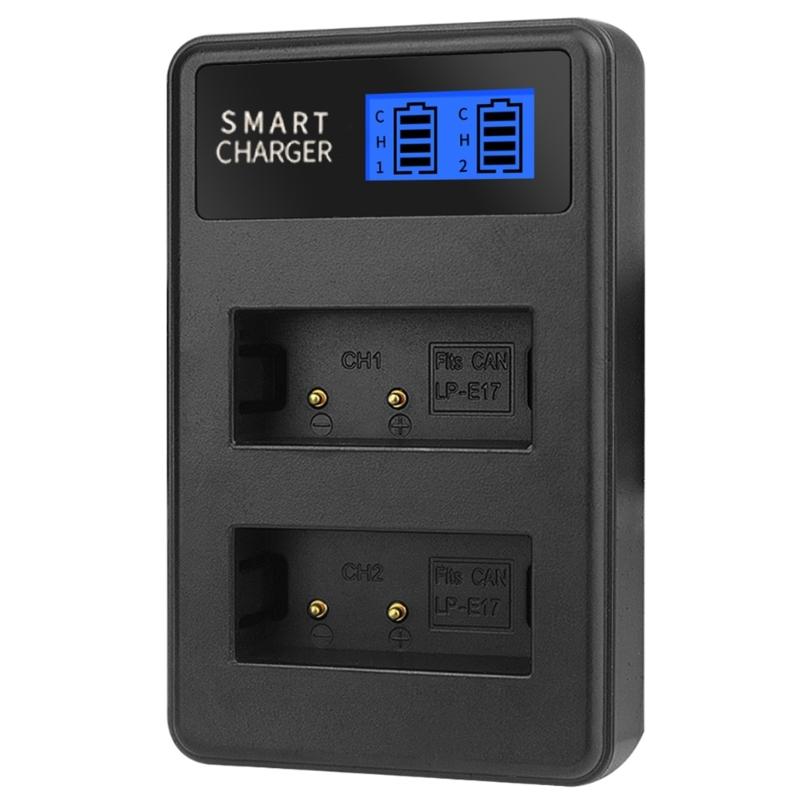 LP-E17 Dual Channel LCD USB Charger for  Eos 750D, Eos 760D, Eos M3 Camera and More (LP-E17-DL)
