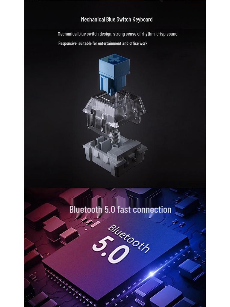 Retro Punk Mechanical Gaming Keyboard: Wired/Wireless Bluetooth with Blue Switch