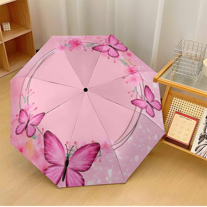 

Butterfly Flower Wreath Printed umbrella windproof folding umbrella portable sun and rain umbrella suitable for gifting