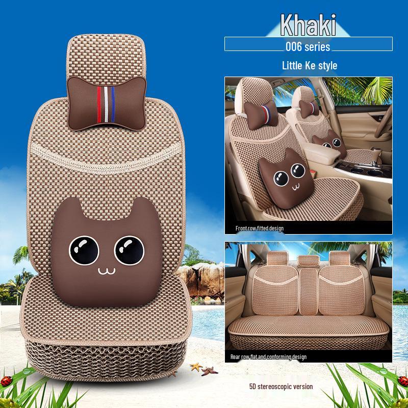 Four Seasons Ice Silk Car Seat Cushion with Cartoon Chinese Knot Design