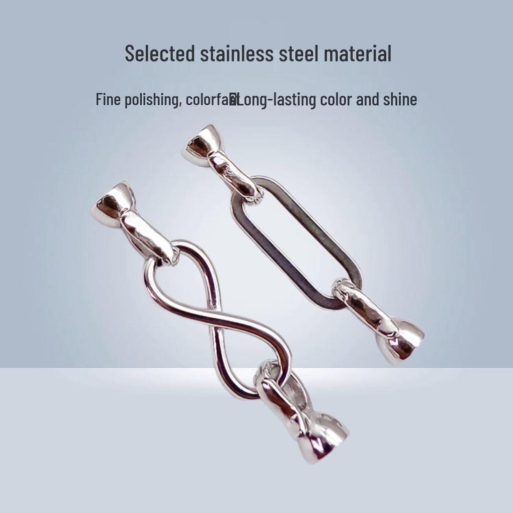 High Polish Stainless Steel Round Heart Double Clasp for Sweater Chain - Colorfast Pearl Connector