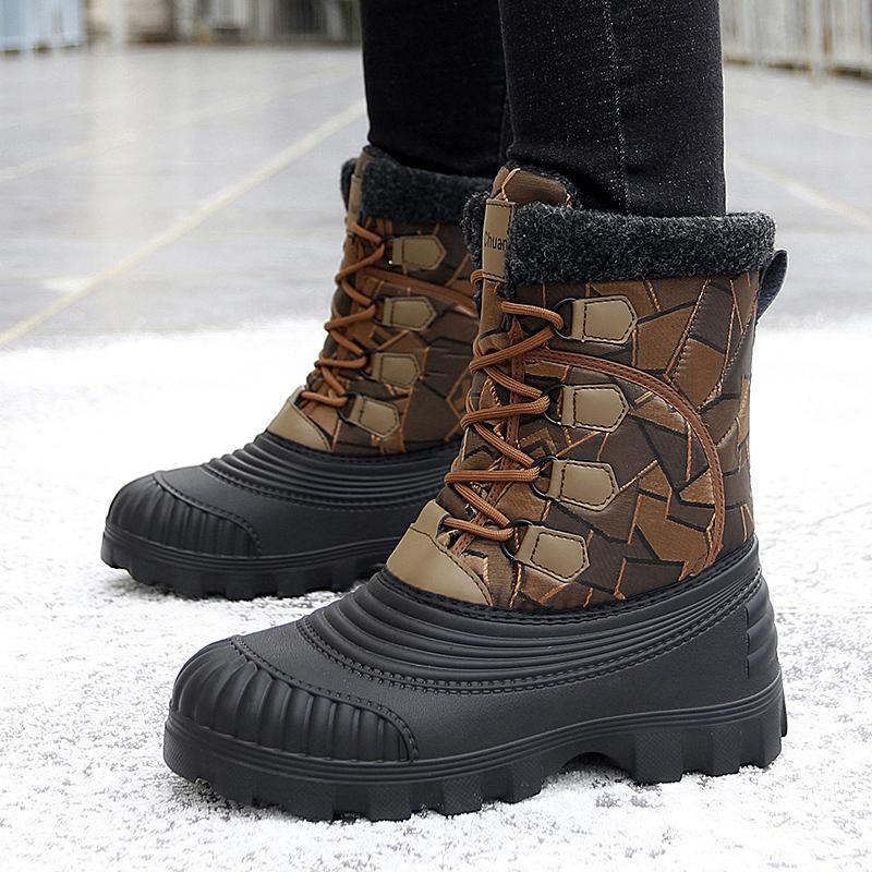 Men's Winter Warm Snow Boots Camouflage Hiking Boots Outdoor knee High Duck Boots Climbing Boots Waterproof  Plus Size