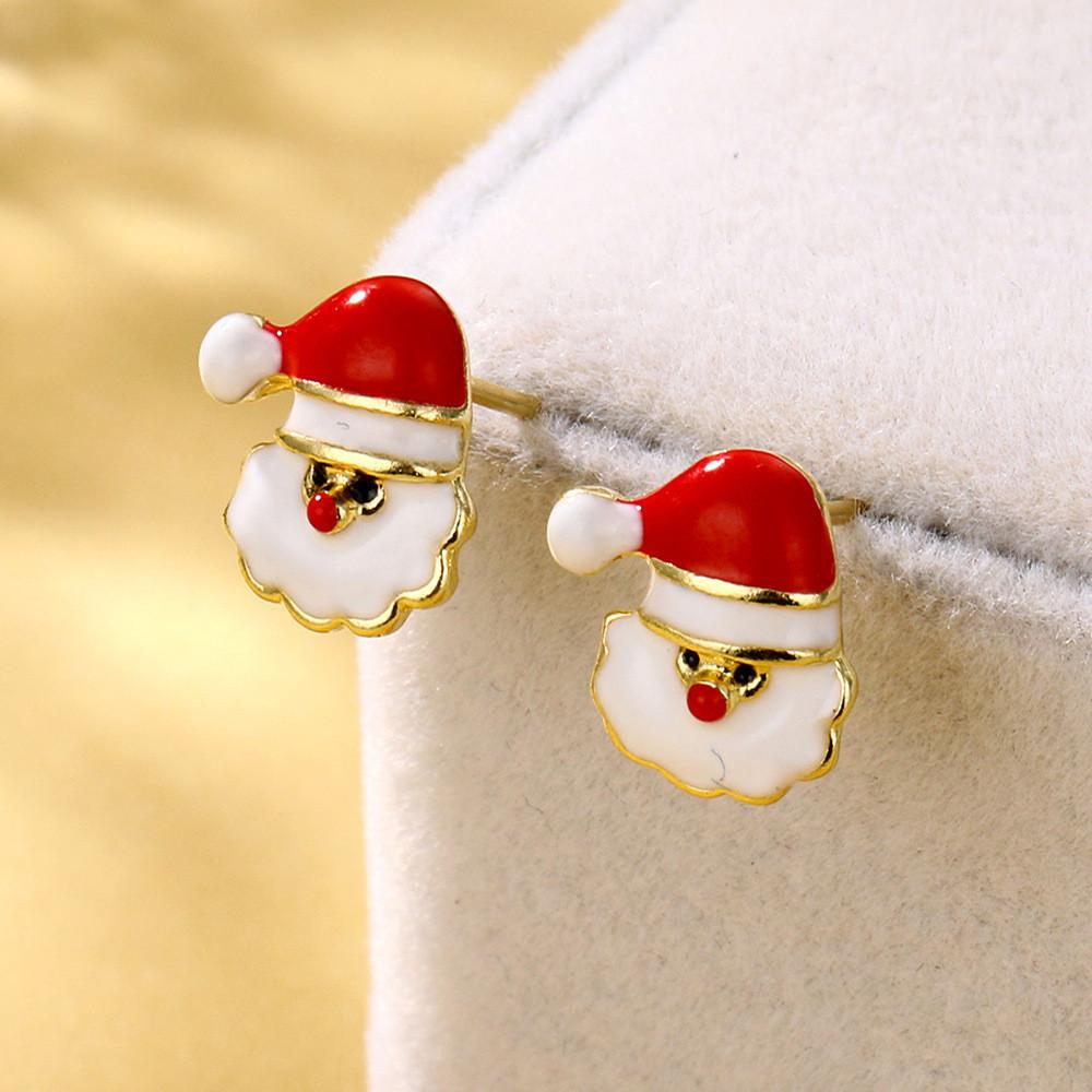 Modern Christmas Alloy Deer Santa Earrings Stylish Geometric Jewelry Inspired
