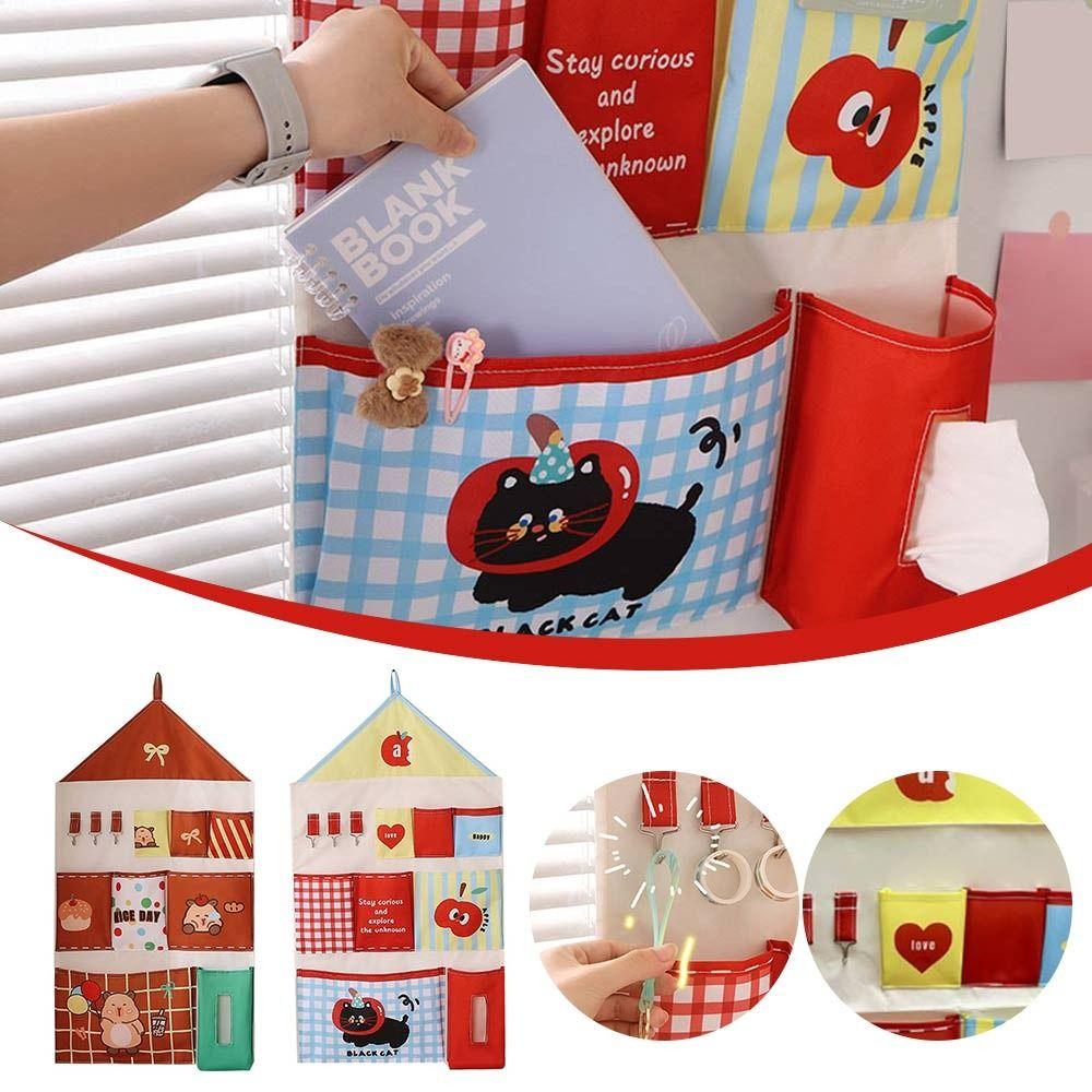 Oxford Cloth Dormitory Storage Hanging Bag Dopamine Multi-layer Underwear Storage Mesh Pouch Wall-mounted Cartoon