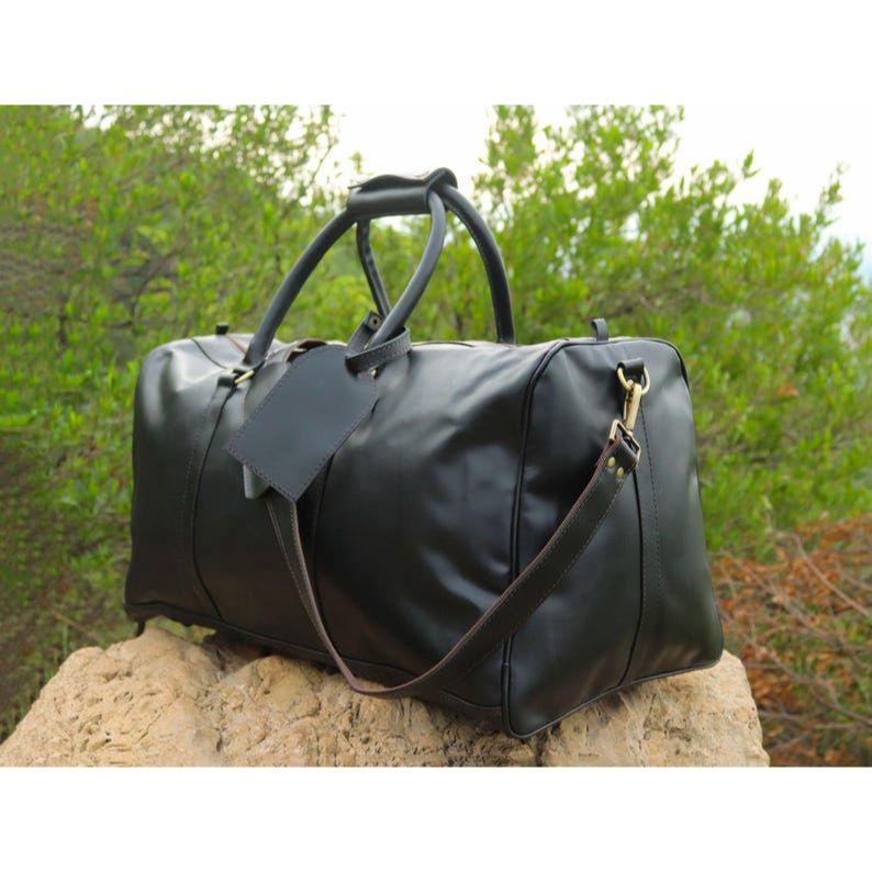 Full Grain Leather Duffle Bag Men's Travel Weekender Holdall