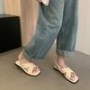2025 new summer flat sandals outer wear women's shoes soft sole comfortable versatile beach retro Roman shoes