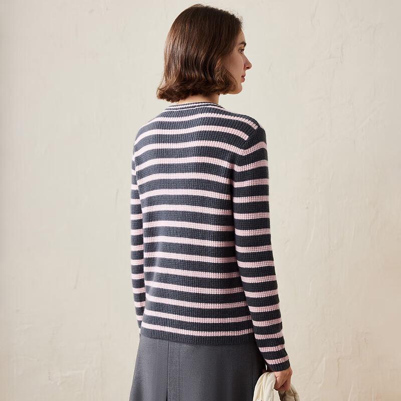 Kemon Boca Women's Striped Round Neck Cashmere Sweater