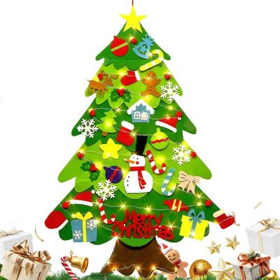 40 Inch Felt Christmas Tree With LED Lights Decorative Children's Tree For Toddler Baby, Classroom Home Wall Decor