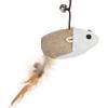Wooden Cat Funny Stick Wand Pet Teaser Mice Toys with Crisp Bell Feather and Linen Mouse