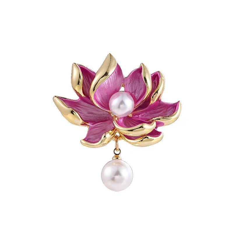 High-end Lotus Brooch Chinese-style Women's Cheongsam Brooch Pin Suit Jacket Button Pin Elegant and Ancient Style