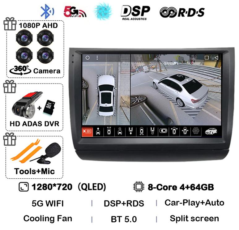 Android 14 Carplay Auto WIFI+4G Car Radio For Toyota Prius 20 2002-2009 Multimedia Player GPS Stereo 360 Camera Head Unit Audio