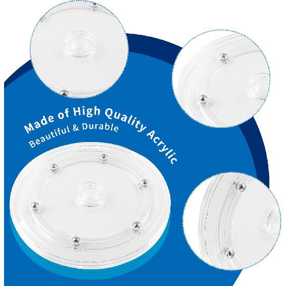 Bivethoi 6 Inch Mini Turntable - Clear Rotating Tray, Acrylic Ball Bearing Turntable Plate for Kitchen, Spice Rack, TV, Laptop, Computer Monitor