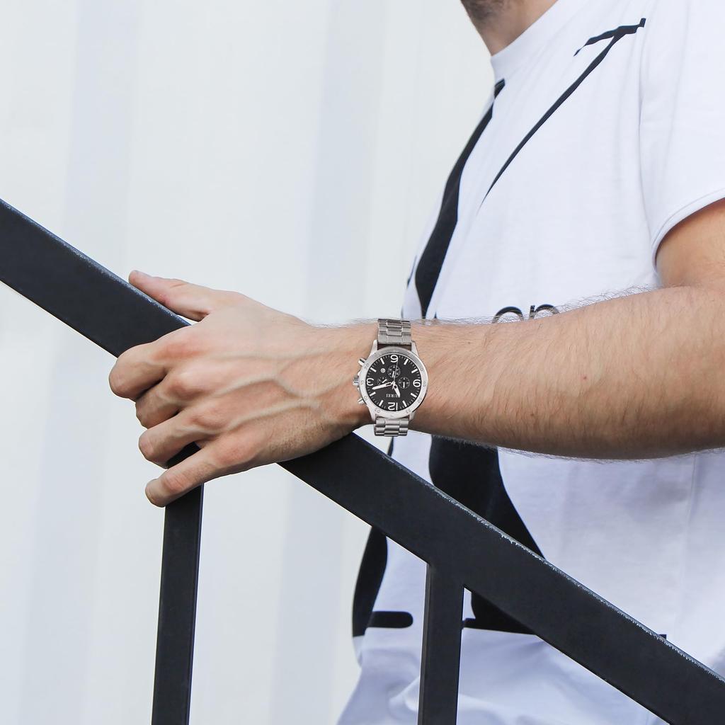 BUREI Analog Watch with Date Waterproof Quartz Black Simple Design for Business and Casual Chronograph with Large Luxury Gift for Men Men's Display,