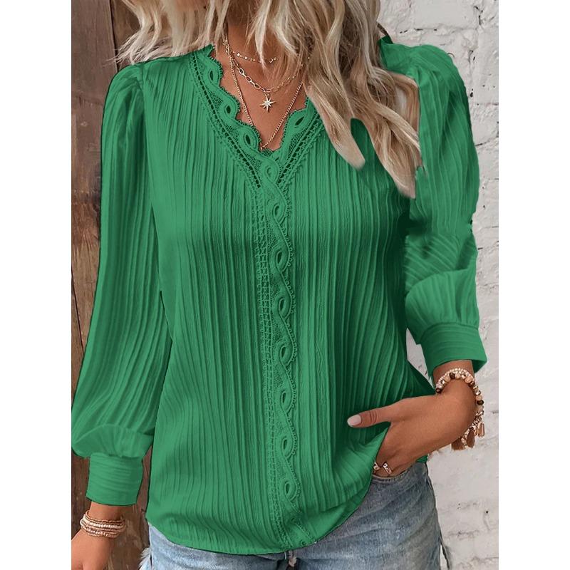 Spring Autumn Women's T-shirts Fashion Hollow Long-sleeved Women's Shirt Tops