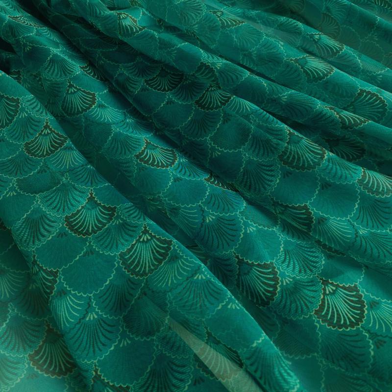 Fish Scale Pattern Printed Fabric Encrypted Silk Chiffon Ethnic for DIY Hanfu Dresses